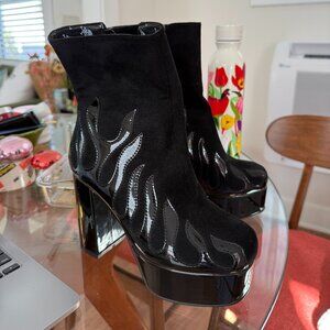 Lamoda Flame Decal Black Platform Boots
